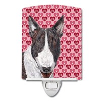 Carolines Treasures Sc9561Cnl Bull Terrier Hearts And Love Ceramic Night Light Compact Ulcertified Ideal For Bedroom Bathro