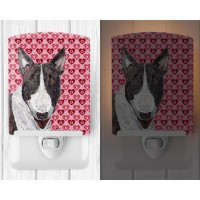 Carolines Treasures Sc9561Cnl Bull Terrier Hearts And Love Ceramic Night Light Compact Ulcertified Ideal For Bedroom Bathro