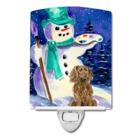 Carolines Treasures Ss1001Cnl Artist Snowman With Boykin Spaniel Ceramic Night Light Compact Ulcertified Ideal For Bedroom