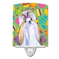 Carolines Treasures Ss4810Cnl Shih Tzu Easter Eggtravaganza Ceramic Night Light Compact Ulcertified Ideal For Bedroom Bathr