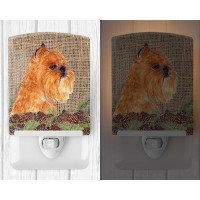 Carolines Treasures Ss4084Cnl Brussels Griffon On Faux Burlap With Pine Cones Ceramic Night Light Compact Ulcertified Ideal