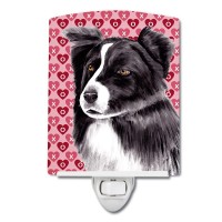 Carolines Treasures Sc9272Cnl Border Collie Hearts Love And Valentines Day Portrait Ceramic Night Light Compact Ulcertified