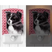 Carolines Treasures Sc9272Cnl Border Collie Hearts Love And Valentines Day Portrait Ceramic Night Light Compact Ulcertified