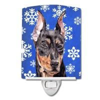 Carolines Treasures Sc9788Cnl German Pinscher Winter Snowflakes Ceramic Night Light Compact Ulcertified Ideal For Bedroom B