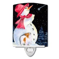 Carolines Treasures Ss8793Cnl Snowman With Papillon Ceramic Night Light Compact Ulcertified Ideal For Bedroom Bathroom Nur