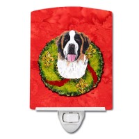 Carolines Treasures Sc9082Cnl Saint Bernard Christmas Wreath Ceramic Night Light Compact Ulcertified Ideal For Bedroom Bath