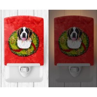 Carolines Treasures Sc9082Cnl Saint Bernard Christmas Wreath Ceramic Night Light Compact Ulcertified Ideal For Bedroom Bath