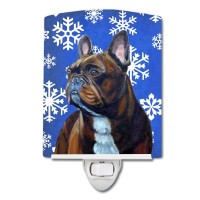 Carolines Treasures Lh9295Cnl French Bulldog Winter Snowflakes Holiday Ceramic Night Light Compact Ulcertified Ideal For Bed