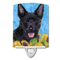 Carolines Treasures Ss4131Cnl Australian Kelpie In Summer Flowers Ceramic Night Light Compact Ulcertified Ideal For Bedroom