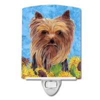 Carolines Treasures Sc9060Cnl Yorkie In Summer Flowers Ceramic Night Light Compact Ulcertified Ideal For Bedroom Bathroom