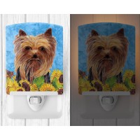 Carolines Treasures Sc9060Cnl Yorkie In Summer Flowers Ceramic Night Light Compact Ulcertified Ideal For Bedroom Bathroom