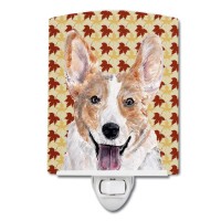 Carolines Treasures Sc9672Cnl Cardigan Corgi Fall Leaves Ceramic Night Light Compact Ulcertified Ideal For Bedroom Bathroom