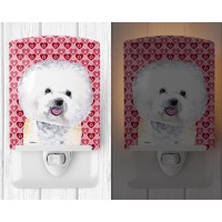 Carolines Treasures Sc9278Cnl Bichon Frise Hearts Love And Valentines Day Portrait Ceramic Night Light Compact Ulcertified