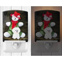 Carolines Treasures Ss8948Cnl Bichon Frise With Teddy Bear Ceramic Night Light Compact Ulcertified Ideal For Bedroom Bathro