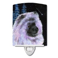 Carolines Treasures Ss8412Cnl Starry Night Keeshond Ceramic Night Light Compact Ulcertified Ideal For Bedroom Bathroom Nur