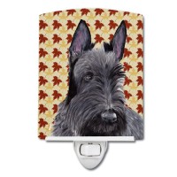 Carolines Treasures Sc9226Cnl Scottish Terrier Fall Leaves Portrait Ceramic Night Light Compact Ulcertified Ideal For Bedroo