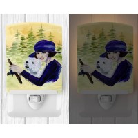 Carolines Treasures Ss8532Cnl Woman Driving With Her Westie Ceramic Night Light Compact Ulcertified Ideal For Bedroom Bathr