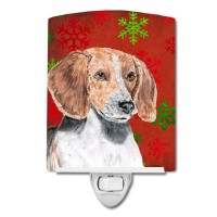 Carolines Treasures Sc9593Cnl English Foxhound Red Snowflakes Holiday Ceramic Night Light Compact Ulcertified Ideal For Bedr