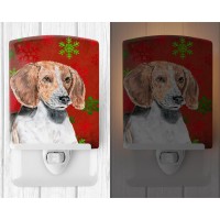 Carolines Treasures Sc9593Cnl English Foxhound Red Snowflakes Holiday Ceramic Night Light Compact Ulcertified Ideal For Bedr