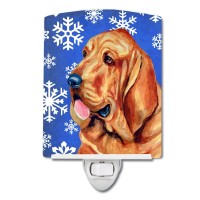 Carolines Treasures Lh9286Cnl Bloodhound Winter Snowflakes Holiday Ceramic Night Light Compact Ulcertified Ideal For Bedroom