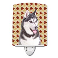 Carolines Treasures Kj1203Cnl Fall Leaves Alaskan Malamute Ceramic Night Light Compact Ulcertified Ideal For Bedroom Bathro