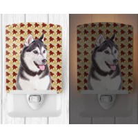 Carolines Treasures Kj1203Cnl Fall Leaves Alaskan Malamute Ceramic Night Light Compact Ulcertified Ideal For Bedroom Bathro