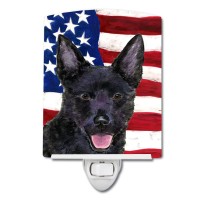 Carolines Treasures Ss4025Cnl Usa American Flag With Australian Kelpie Ceramic Night Light Compact Ulcertified Ideal For Bed