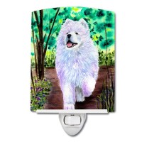 Carolines Treasures Ss8458Cnl Samoyed Ceramic Night Light Compact Ulcertified Ideal For Bedroom Bathroom Nursery Hallway