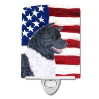 Carolines Treasures Ss4005Cnl Usa American Flag With Akita Ceramic Night Light Compact Ulcertified Ideal For Bedroom Bathro