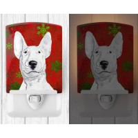 Carolines Treasures Sc9590Cnl Bull Terrier Red Snowflakes Holiday Ceramic Night Light Compact Ulcertified Ideal For Bedroom