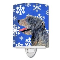 Carolines Treasures Ss4644Cnl Irish Wolfhound Winter Snowflakes Holiday Ceramic Night Light Compact Ulcertified Ideal For Be