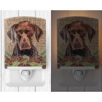 Carolines Treasures Sc9035Cnl German Shorthaired Pointer Faux Burlap And Pine Cones Ceramic Night Light Compact Ulcertified