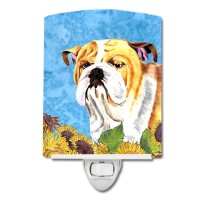 Carolines Treasures Sc9064Cnl Bulldog English In Summer Flowers Ceramic Night Light Compact Ulcertified Ideal For Bedroom B