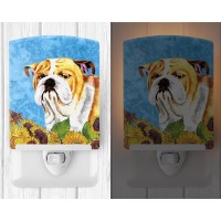 Carolines Treasures Sc9064Cnl Bulldog English In Summer Flowers Ceramic Night Light Compact Ulcertified Ideal For Bedroom B