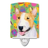 Carolines Treasures Ss4841Cnl Bull Terrier Easter Eggtravaganza Ceramic Night Light Compact Ulcertified Ideal For Bedroom B