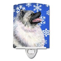 Carolines Treasures Ss4626Cnl Keeshond Winter Snowflakes Holiday Ceramic Night Light Compact Ulcertified Ideal For Bedroom