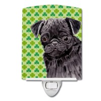 Carolines Treasures Sc9286Cnl Pug Black St Patricks Day Shamrock Portrait Ceramic Night Light Compact Ulcertified Ideal Fo