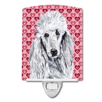 Carolines Treasures Sc9703Cnl White Standard Poodle Hearts And Love Ceramic Night Light Compact Ulcertified Ideal For Bedroo