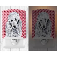 Carolines Treasures Sc9703Cnl White Standard Poodle Hearts And Love Ceramic Night Light Compact Ulcertified Ideal For Bedroo