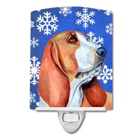 Carolines Treasures Lh9287Cnl Basset Hound Winter Snowflakes Holiday Ceramic Night Light Compact Ulcertified Ideal For Bedro