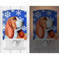 Carolines Treasures Lh9287Cnl Basset Hound Winter Snowflakes Holiday Ceramic Night Light Compact Ulcertified Ideal For Bedro