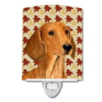 Carolines Treasures Ss4369Cnl Dachshund Fall Leaves Portrait Ceramic Night Light Compact Ulcertified Ideal For Bedroom Bath