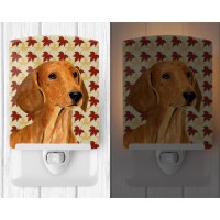 Carolines Treasures Ss4369Cnl Dachshund Fall Leaves Portrait Ceramic Night Light Compact Ulcertified Ideal For Bedroom Bath