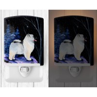 Carolines Treasures Ss8380Cnl Starry Night Keeshond Ceramic Night Light Compact Ulcertified Ideal For Bedroom Bathroom Nur