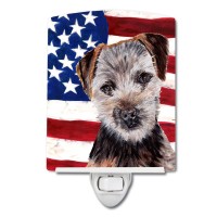 Carolines Treasures Sc9639Cnl Norfolk Terrier Puppy With American Flag Usa Ceramic Night Light Compact Ulcertified Ideal For