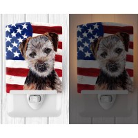 Carolines Treasures Sc9639Cnl Norfolk Terrier Puppy With American Flag Usa Ceramic Night Light Compact Ulcertified Ideal For