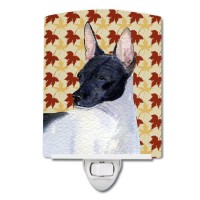 Carolines Treasures Ss4376Cnl Rat Terrier Fall Leaves Portrait Ceramic Night Light Compact Ulcertified Ideal For Bedroom Ba