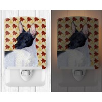 Carolines Treasures Ss4376Cnl Rat Terrier Fall Leaves Portrait Ceramic Night Light Compact Ulcertified Ideal For Bedroom Ba