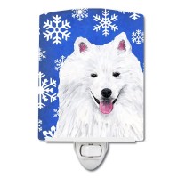 Carolines Treasures Sc9379Cnl American Eskimo Winter Snowflakes Holiday Ceramic Night Light Compact Ulcertified Ideal For Be