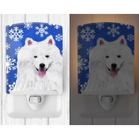 Carolines Treasures Sc9379Cnl American Eskimo Winter Snowflakes Holiday Ceramic Night Light Compact Ulcertified Ideal For Be